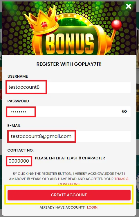Registration Pop up With Data